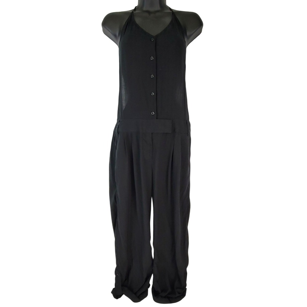NWT BCBGGeneration Black Button-Up Backless One-Piece Jumpsuit Size 2 Vintage